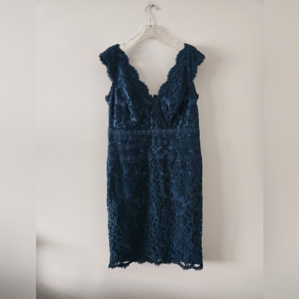 TADASHI SHOJI | Embroidered Lace Sheath Dress Teal green sz 14Q - Picture 2 of 7